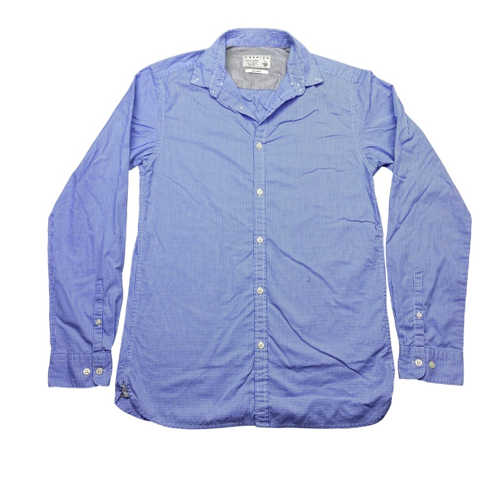 Jack Jones Premium Tailored‎ Button Down Shirt Blue Gingham Check Small